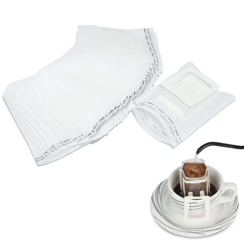 

50Pcs / Pack Drip Coffee Filter Bag Portable Hanging Ear Style Coffee Filters Paper Home Office Travel Brew Coffee and Tea Tools