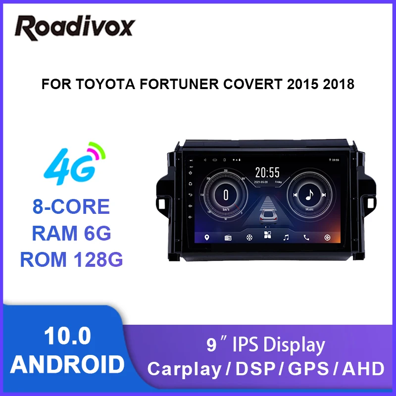 

9" android 10.0 car radio video gps navigation player for Toyota FORTUNER COVERT 2015 2018 multimedia autoradio stereo head unit