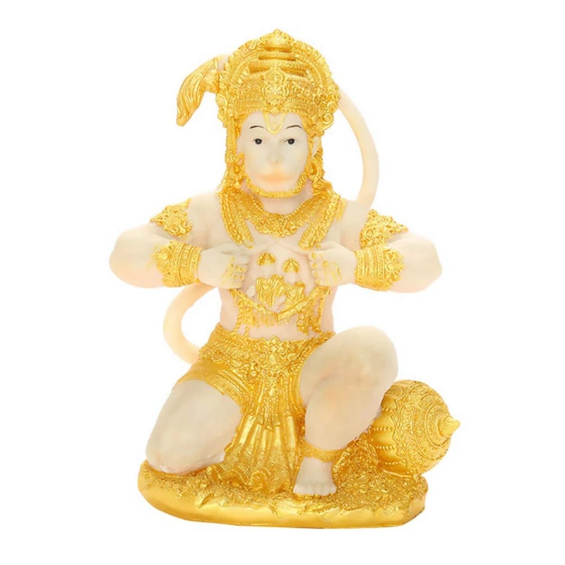 

Hot Gold Hanuman Statue Indian Lord Sculpture India Figurine Collection Idol Murti Pooja Sculpture for Decor Ornament