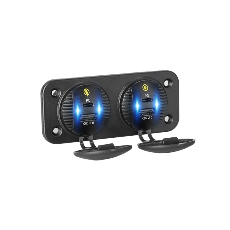 

4 порта 12 В/24 В двойной QC3.0 USB 18 Вт Быстрое зарядное устройство типа C рандомное автомобильное зарядное устройство адаптер розетка электричес...