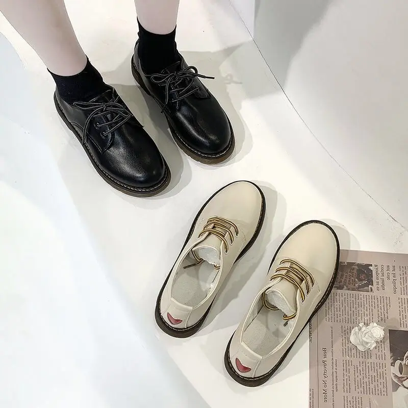 

New Spring Autumn Lace Up Sneakers Canvas Shoes Female Korean Version Thick Bottom Shoes Woman Flats Vulcanized Shoes Plus Size