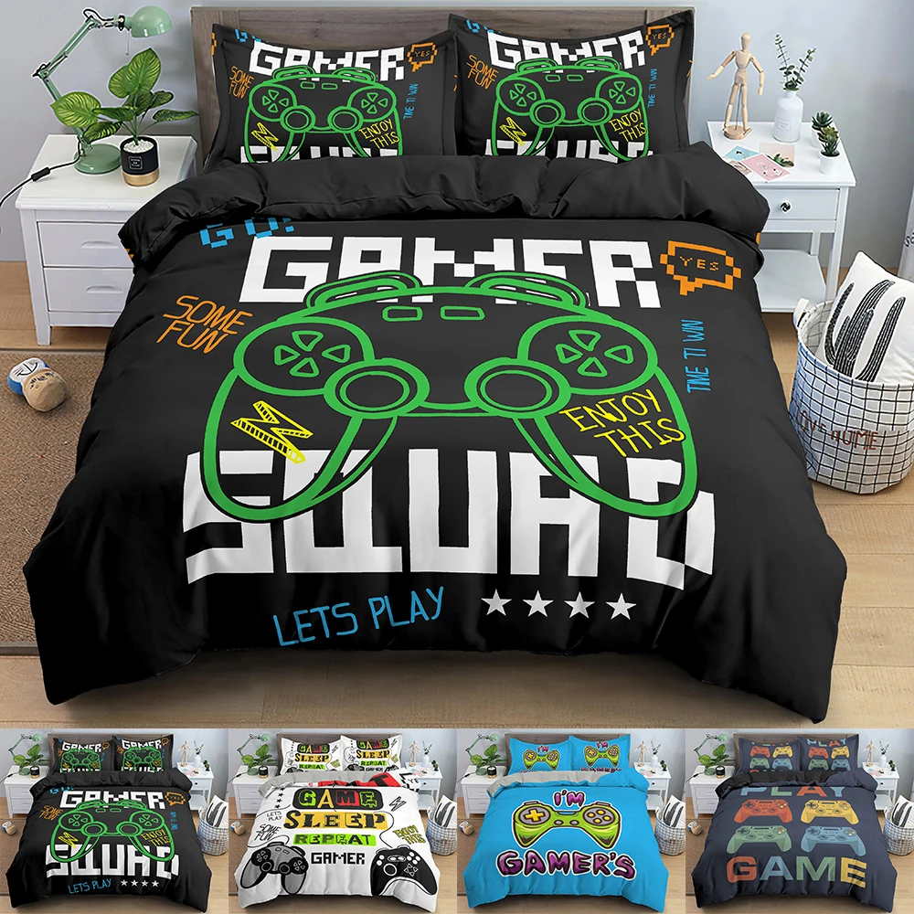 

Video Game Bedding Set Microfiber 3D Duvet Cover Gamepad Printed Bed Set Home Textile Queen Size Bedclothes