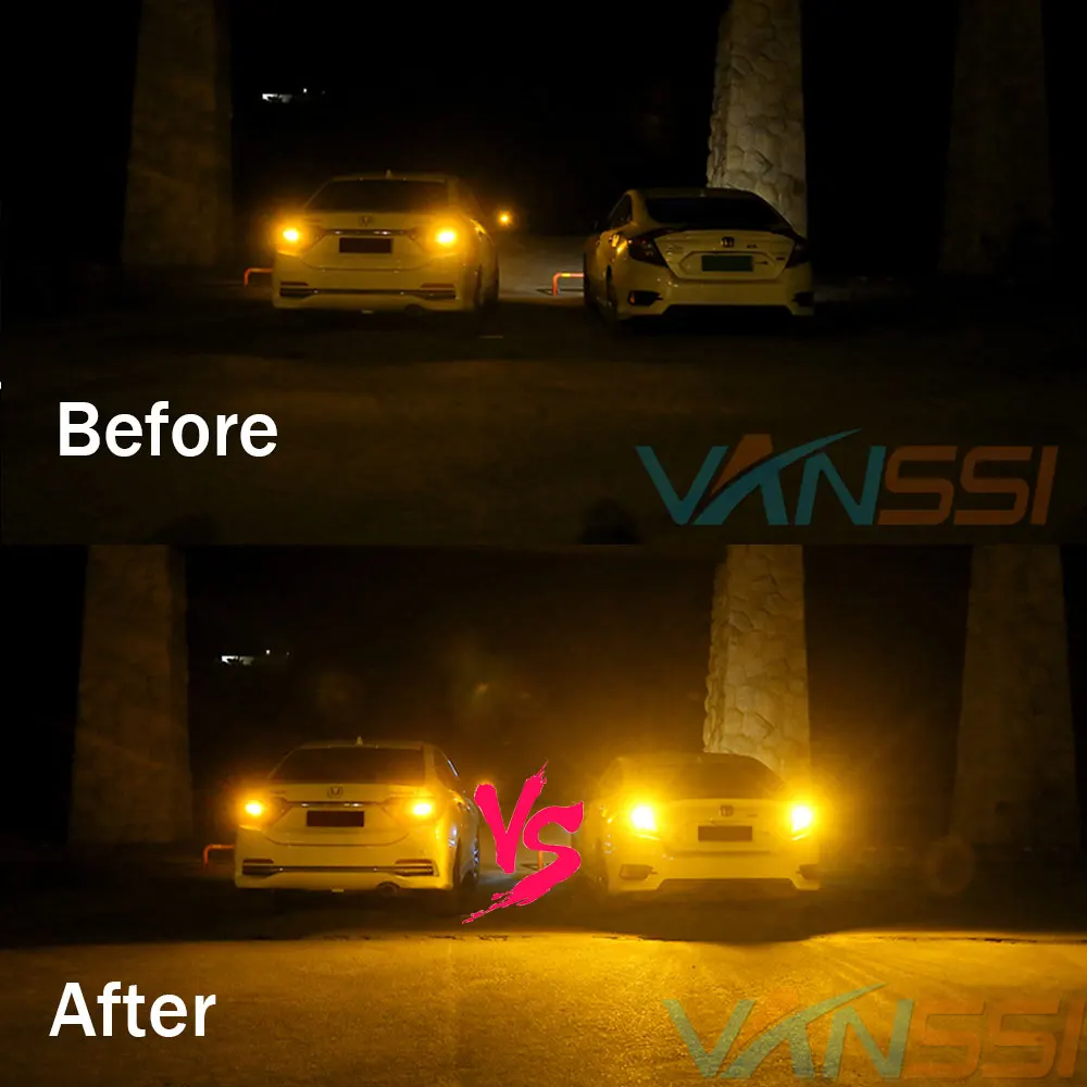 VANSSI 2 шт. светодиодный 20 7440NA WY21W светодиодные лампы янтарно-желтого цвета без