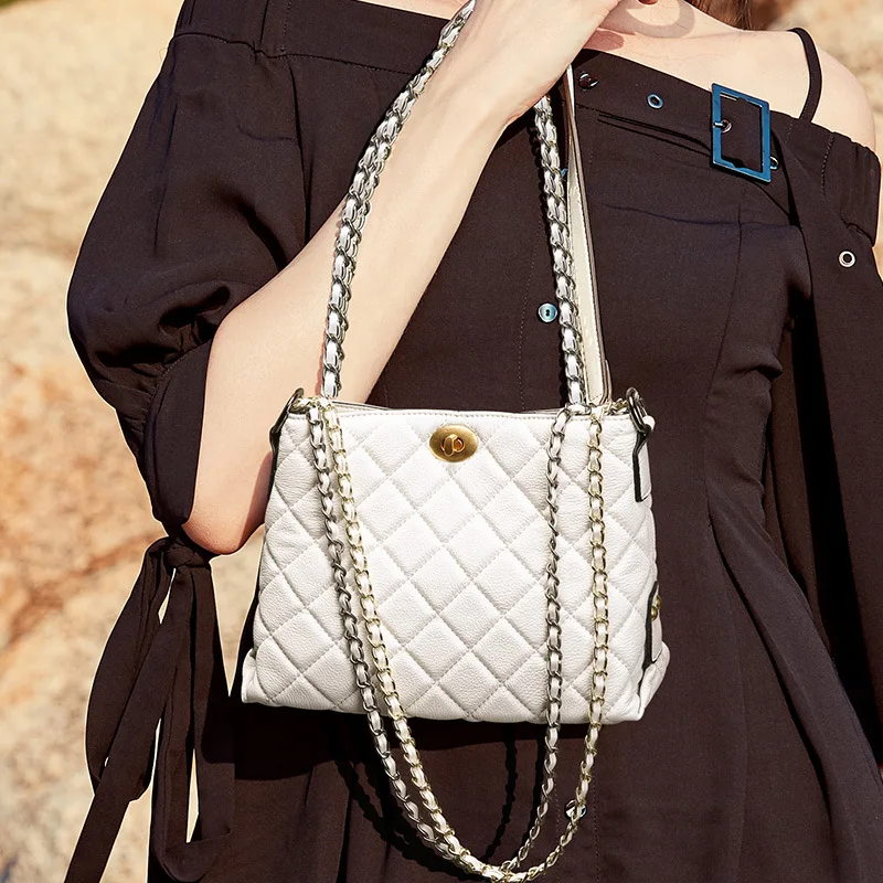 2019 Осенняя Новинка верхний слой Воловья кожа универсальная Наплечная цепь