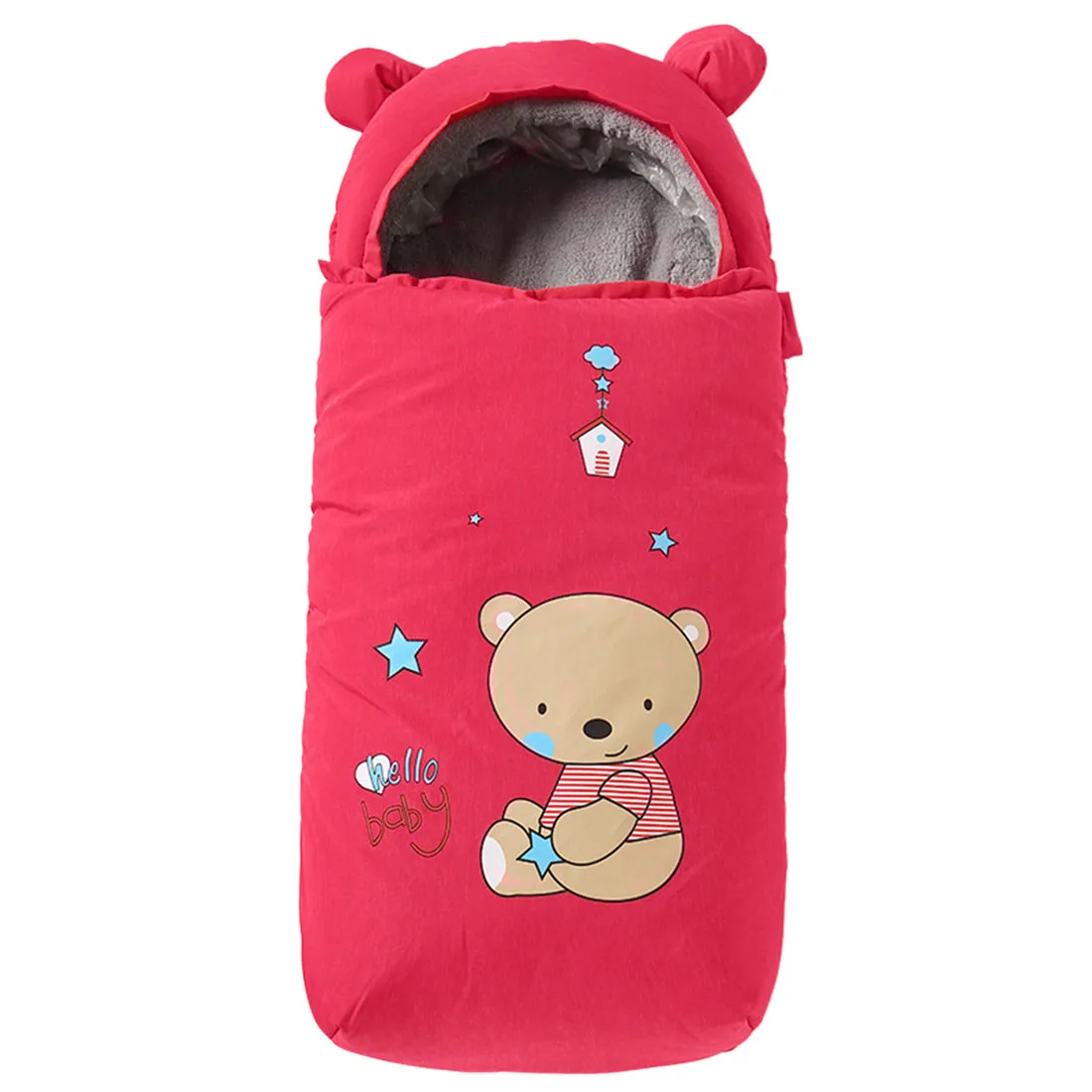 Милый спальный мешок с медвежьими ушками для малышей зимняя коляска муфта ног