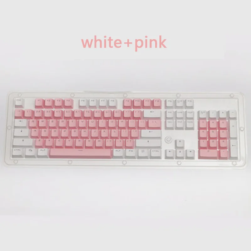 white pink PBT Translucent Backlight Keycaps 104 Keys Mechanical Keyboard Key Cap Double Shot Key Cap For Cherry MX - Цвет: white pink