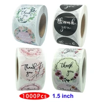 1 5inch 1000pcs decor cute flower thank you heart love sticker circle seal label aesthetic scrapbooking stationery supply thing