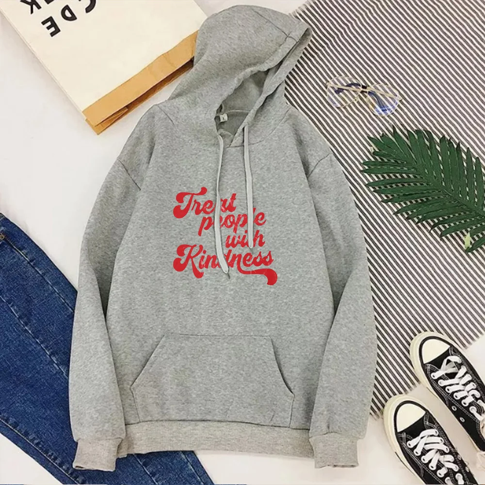 

Treat People With Kindness Sweatshirt Plus Size Letter Pullovers Womens Clothing Women Fashion Pink Hoodie Streetwear new