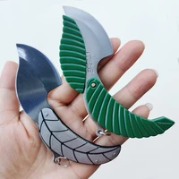 free shipping leaf shape full stainless steel small folding knife mini pocket knife camping tactical survival knives edc tools