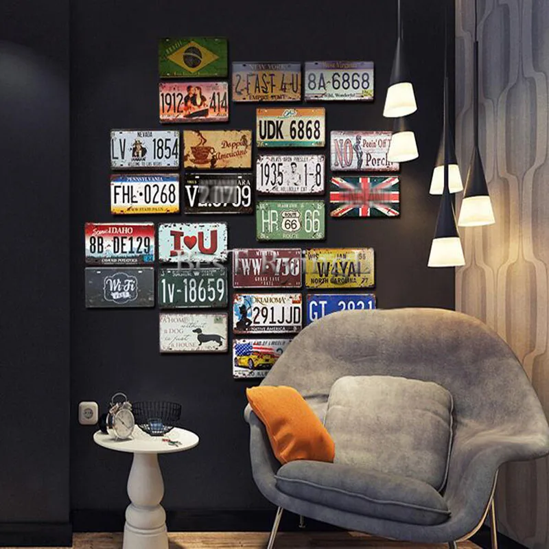 2 шт. американский автомобильный металлический номерной знак винтажный домашний