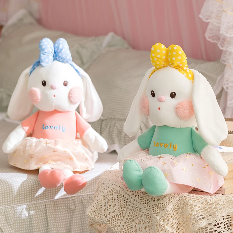 

Cute peach rabbit doll plush toy birthday gift girl bedside bedroom decoration unique creative desktop ornaments explosion model