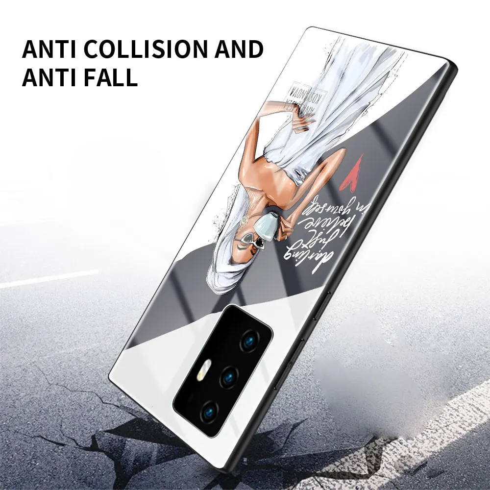 Glass Case For Samsung Galaxy S20 FE S21 S10 S9 S8 Note 20 Ultra 10 Plus 9 Tempered Verre Phone Cover Queen Princess Girl