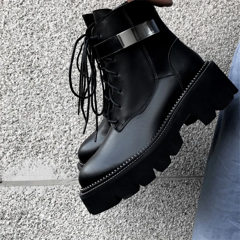 RASMEUP 2020 женские ботинки из натуральной кожи мотоциклетные ботильоны для женщин