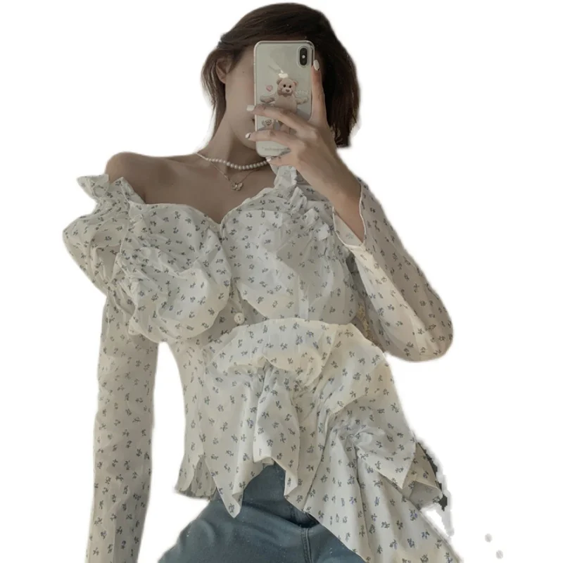 

COIGARSAM Full Sleeve Shirt Womens tops Floral Print Women shirts 3159