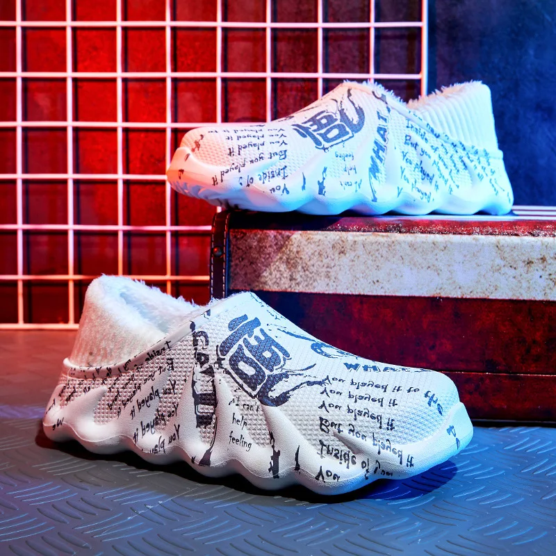 

Unisex Home Winter Clogs Women Fur Warm Slippers Sandals Men Fashion Footwear Flops Mule Slides Couples Fuzzy Plush Garden Clogs