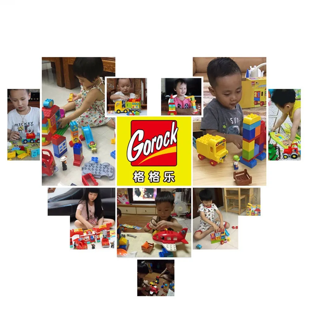 

41PCS Diy Big Size Building Bricks Girl Friends Pink Villa Building Blocks Set Kids Compatible With Duploed Hobbies Bricks Toys