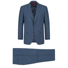 Moda azul xadrez tr terno 2 peças terno masculino (3)