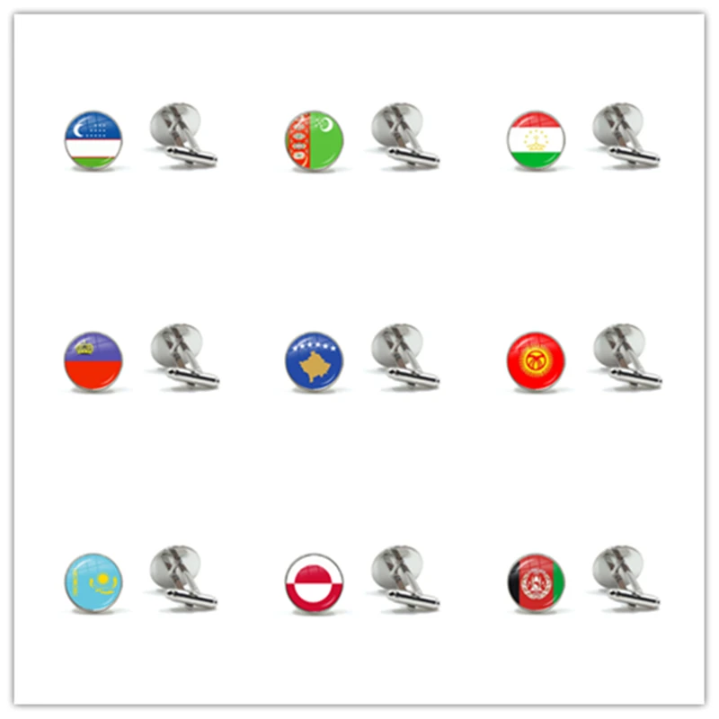 National Flag Uzbekistan Turkmenistan Tajikistan Liechtenstein Kosovo Kyrgyzstan Kazakhstan Greenland Afghanistan Cufflinks | Украшения и