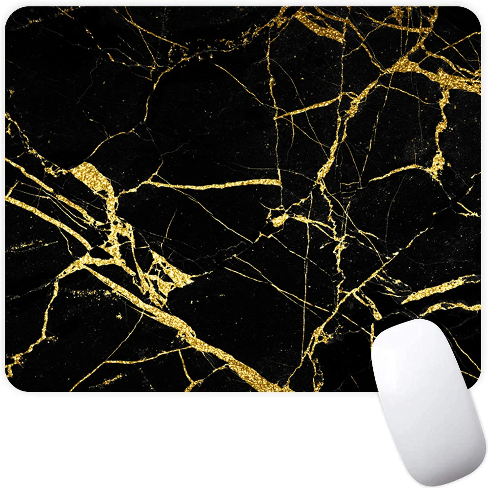 Маленький игровой коврик для мыши компьютерный ноутбука черный золотой