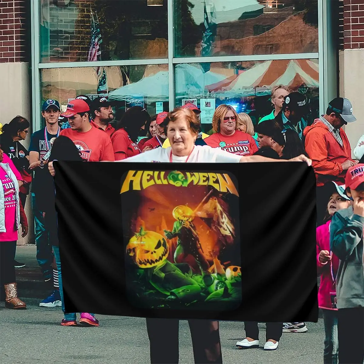 

Helloween прямой из ада турдаты тяжелый металл новый черный N хлопок сюрприз флаг