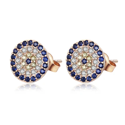 rose gold TONGZHE серьги-гвоздики для женщин модные ювелирные изделия 925 пробы серебро с голубым камнем CZ розовое золото серьги для девочек - Окраска металла: rose gold