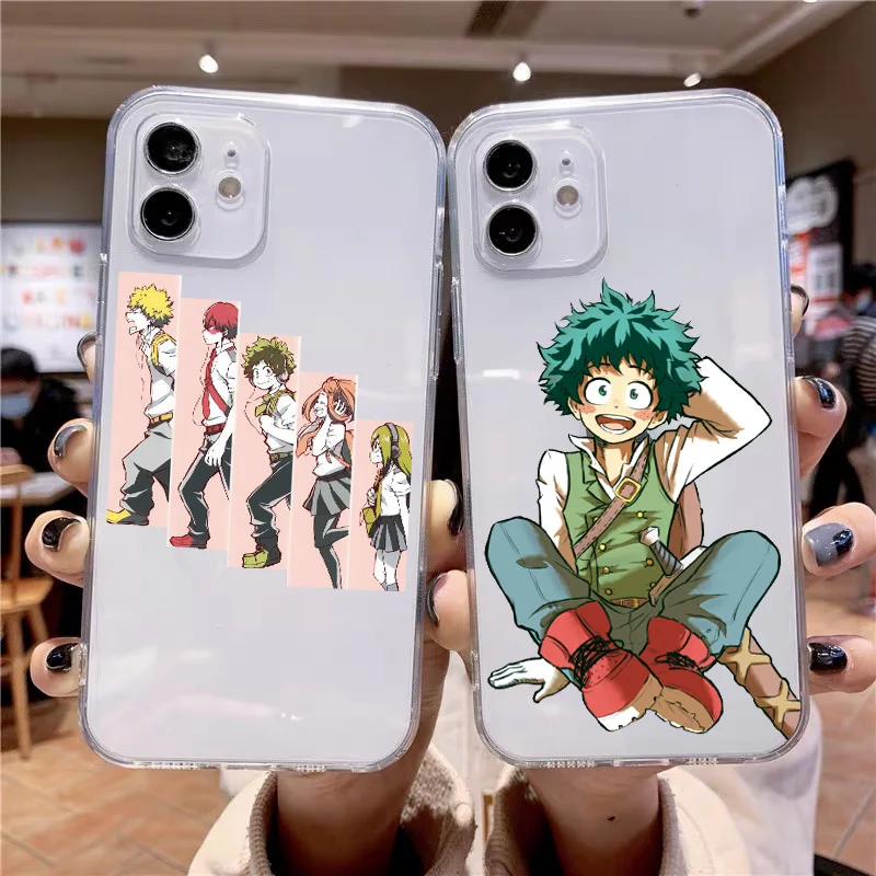 Phone Case for iphone 13 X XS MAX XR 8 7 Plus 12 mini 11 Pro Max SE 2 Anime My Hero Academia Soft Transparent Clear Cover Fundas