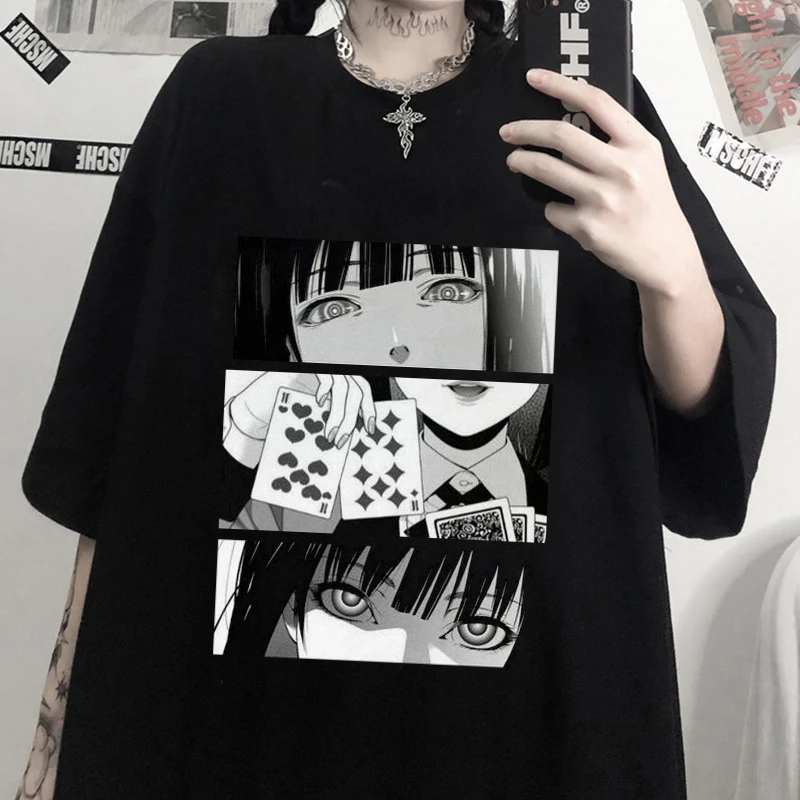 

Women Anime Kakegurui Pattern Print T Shirt Cartoon Harajuku Female Short Sleeve Top Tee Men O-Neck Casual Tshirt Woman T-shirt