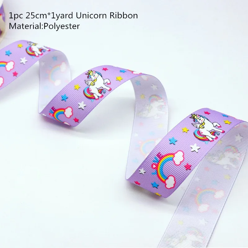 Ribbon D Вечерние ободки с единорогом для девочек, ободок для волос с русалочкой, лента с единорогом, бант для волос, аксессуары для дня рождения, Детские вечерние украшения - Цвет: Ribbon D