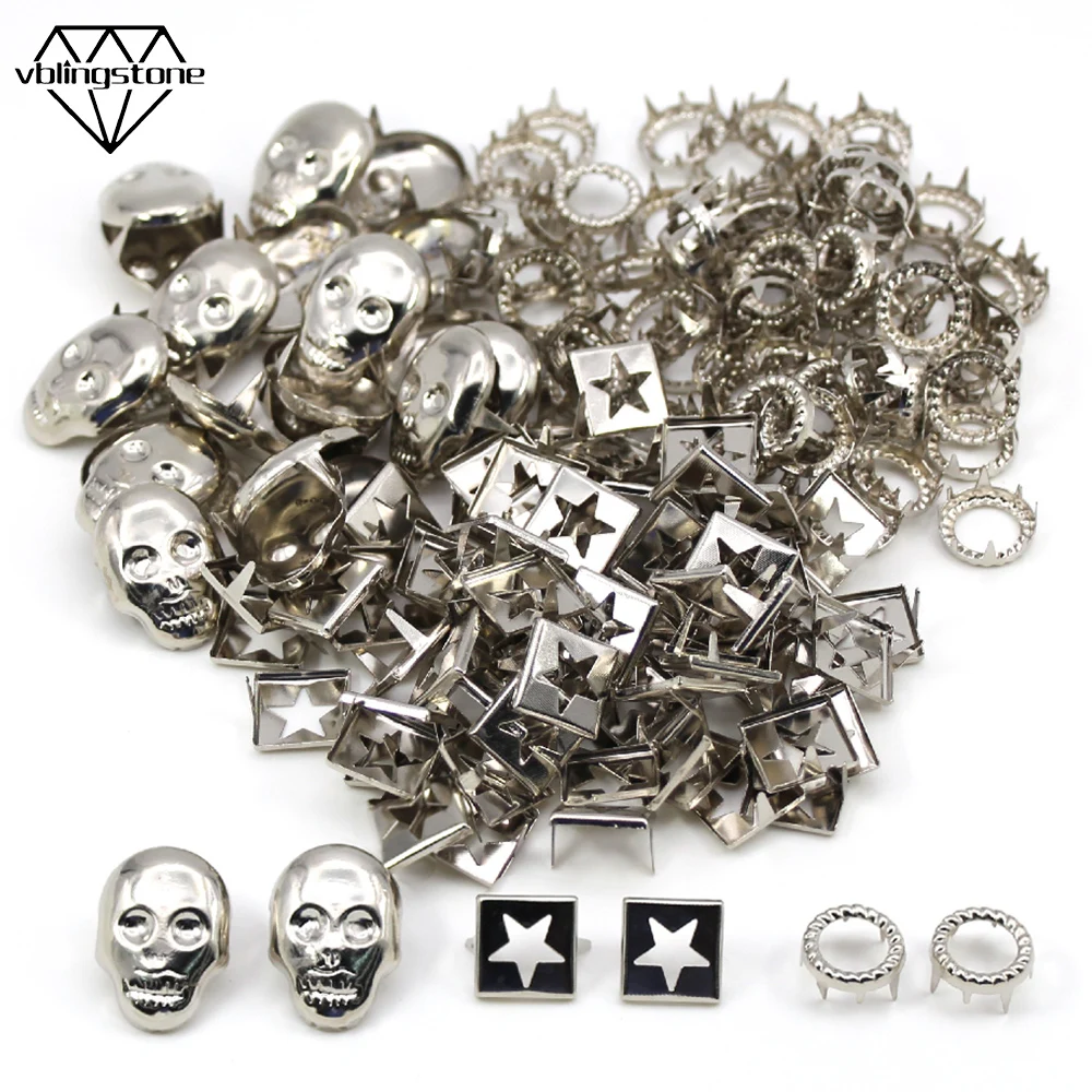 Серебряные заклепки 1000 шт. металлические в виде черепа/звезды/круга для
