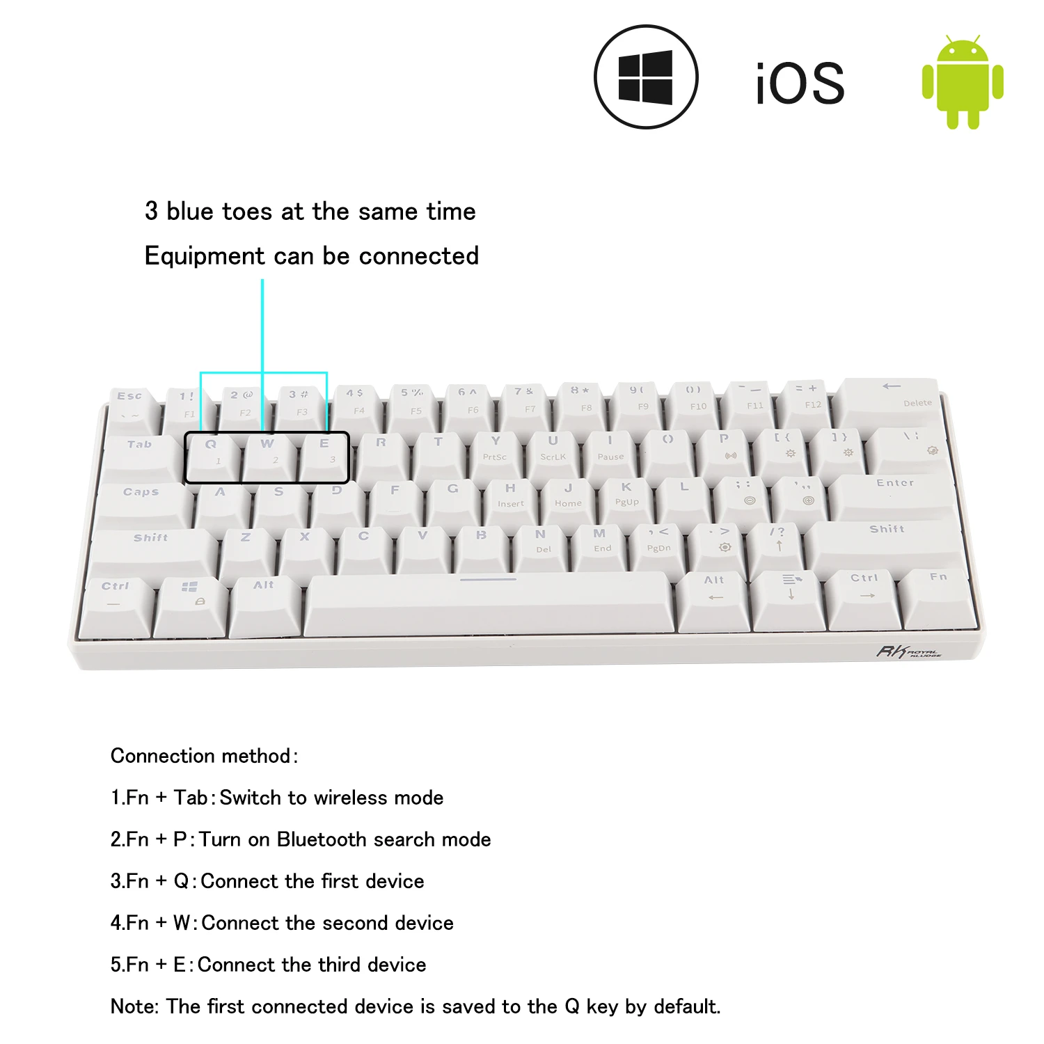 CHYI ABS Dual Mode Wired/Bluetooth Keyboard With RGB Backlight 61Keys Computer Keycaps For PC Gaming enlarge