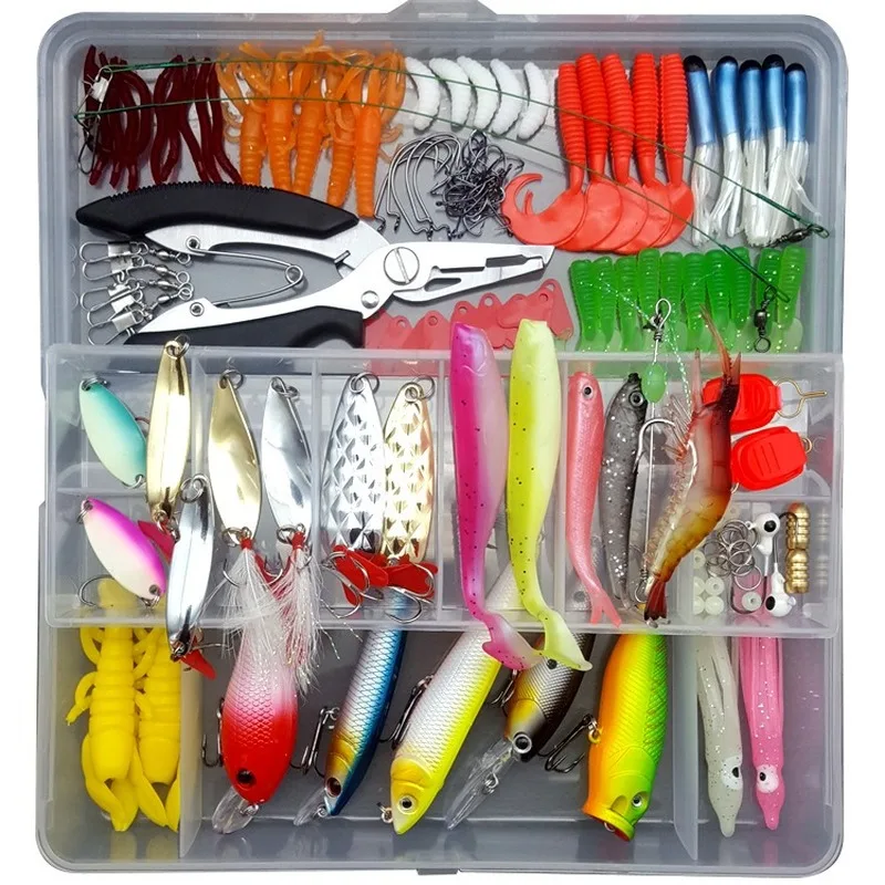 

Fishing Lure Set Kit Soft and Hard Lure Baits Tackle Set Bionic Bass Trout Salmon Minnow Popper Crank Rattlin Lures For Fishing