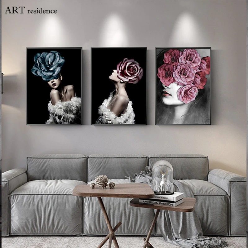 Современная абстрактная картина маслом постер женский цветок бабочки печать