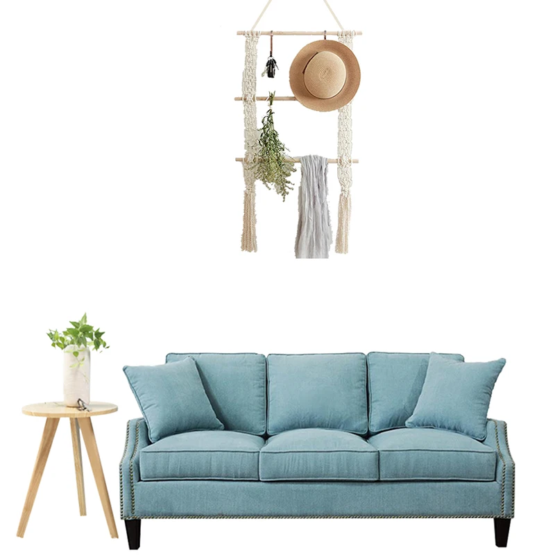 Настенный подвесной гобелен из макраме стойка в богемном стиле деревянные полки