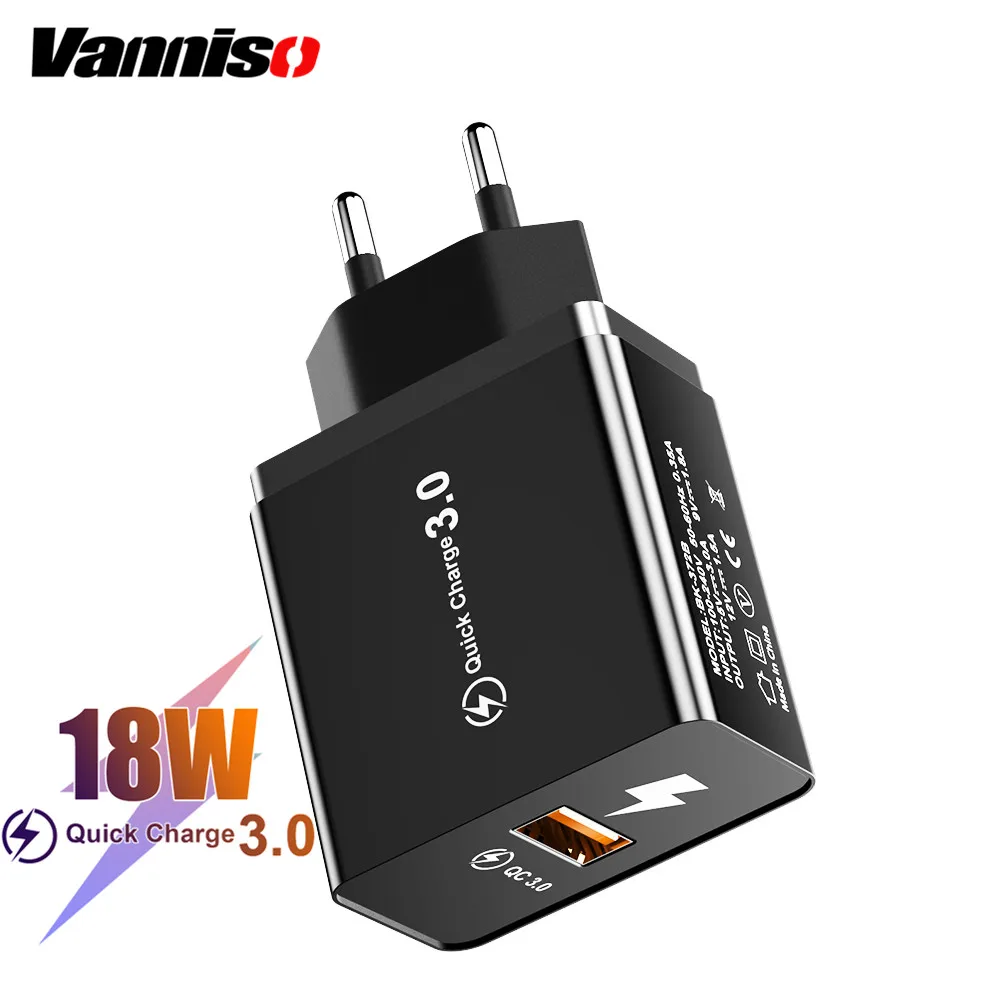 Vanniso 18 Вт Быстрая зарядка 3 0 USB зарядное устройство QC3.0 QC 4 для iPhone X Samsung Xiaomi Mi9 Note
