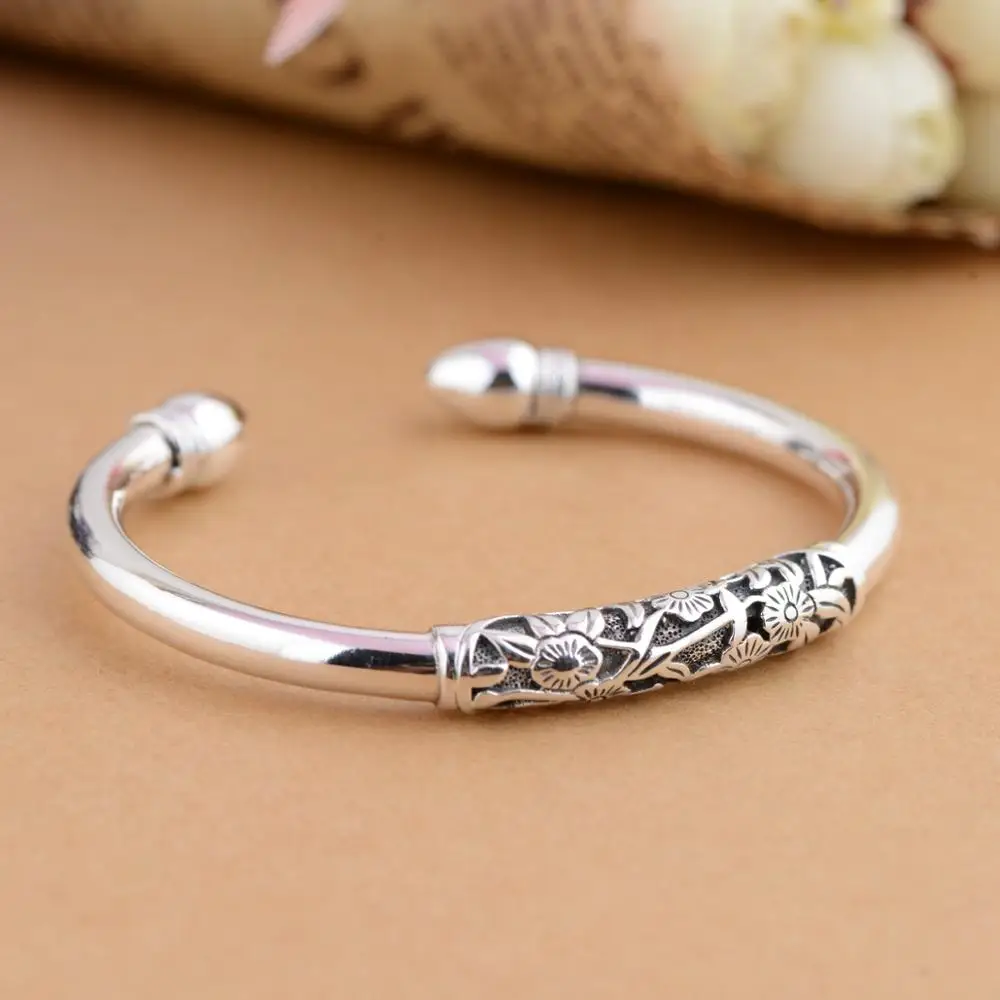 Женский браслет BALMORA из серебра 925 пробы с цветами в стиле ретро|bracelet bangle for women|bangles