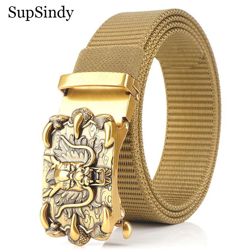SupSindy нейлоновый ремень роскошный металлический автоматический с пряжкой для