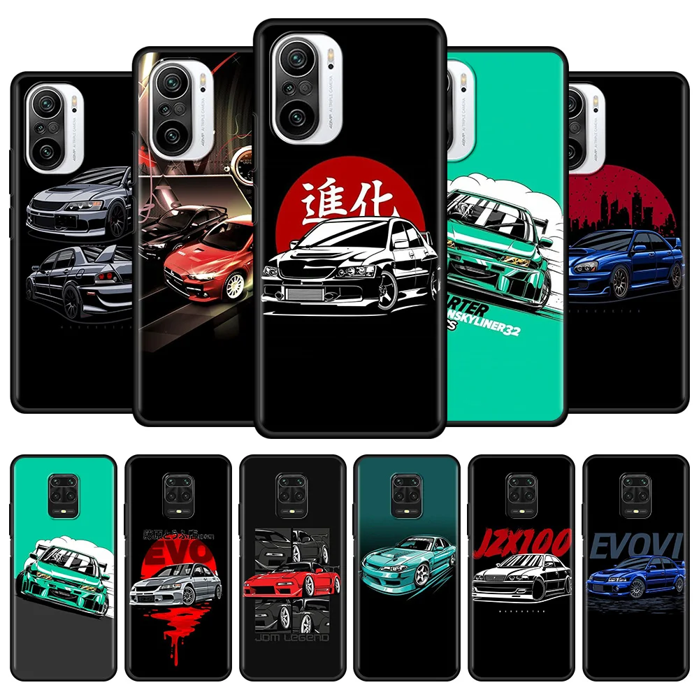

Phone Case For Xiaomi Redmi Note 11S 11T 5G 11 10 8 Pro Cover 9S 9T 9 8T 8 K50 K40 10C 10 9A 9C 9 Funda JDM Car Mitsubishi Evo