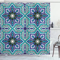 arabian shower curtain arabesque tradicional art design geometry persian home waterproof fabric bathroom decor set with hooks