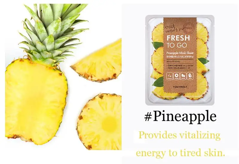 Pineapple 5pcs TONYMOLY Fresh To Go маска лист 5 шт. Фруктовая увлажняющая маска для лица контроль масла отбеливание сокращение пор маска для лица корейская косметика - Цвет: Pineapple 5pcs