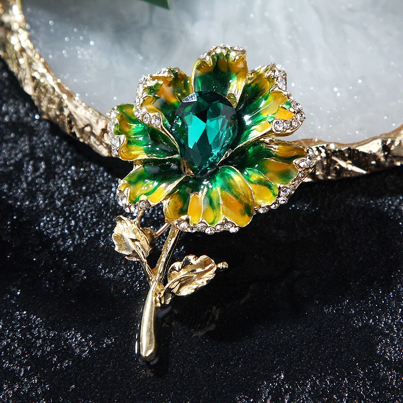 1 шт. кристалл цветок броши для женщин эмаль ювелирные изделия хиджаб булавки