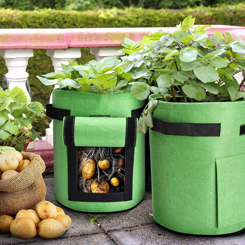 

3 Packs Of Potato Planting Bags and 7-Gallon Planting Bags for Garden Indoor Vegetable Planting Bags Green