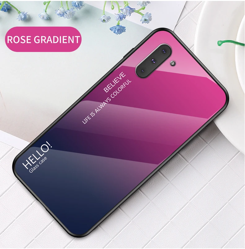 Градиентный чехол из закаленного стекла для телефона для samsung Примечание 10 плюс A70 A50 A80 S8 S9 S10 плюс S10e Note 9 8 S7 край A8 A6 плюс A7 чехол
