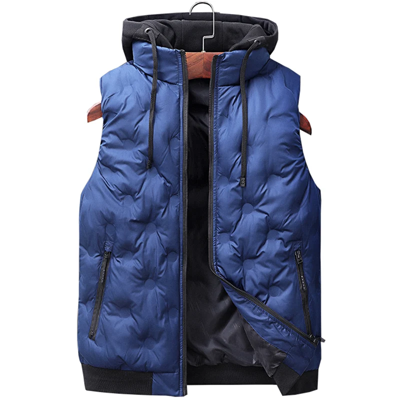 Худи жилетка без рукавов Мужская зимняя модная теплая куртка облегающий жилет