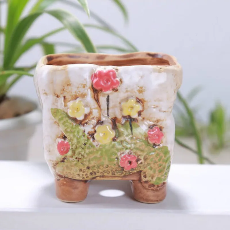 1 шт. креативный маленький свежий милый цветочный горшок Ручная роспись