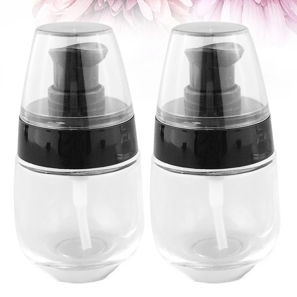 

2PCS 50ml Pump Bottles Empty Makeup Containers Cosmetics Storage Holder with Black Pump (Transparent)