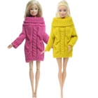 Свитер для куклы ручной работы, 100% хлопок, 2 шт.лот, желто-розовый, высококачественное платье, зимняя одежда, Одежда для куклы Барби, аксессуары, игрушки