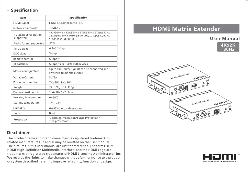 LKV683Matrix-4.0 HDMI-compatible 4K*2K@30Hz Network Extender Converter with IR Over LAN RJ45 CAT5/5E/6 HDCP Compatible | Электроника