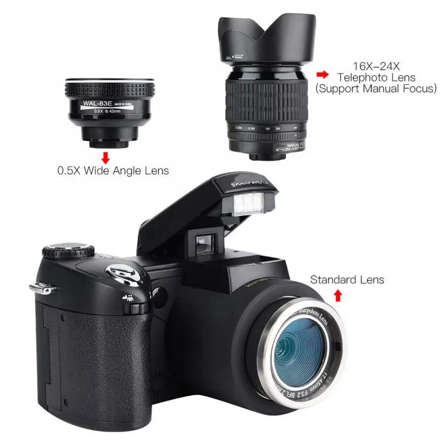 D7300 HD 1080P Цифровая камера 33MP TFT lcd дисплей видеокамера с широкоугольным объективом+ 24X телеобъектив+ светодиодный+ штатив+ пульт дистанционного управления