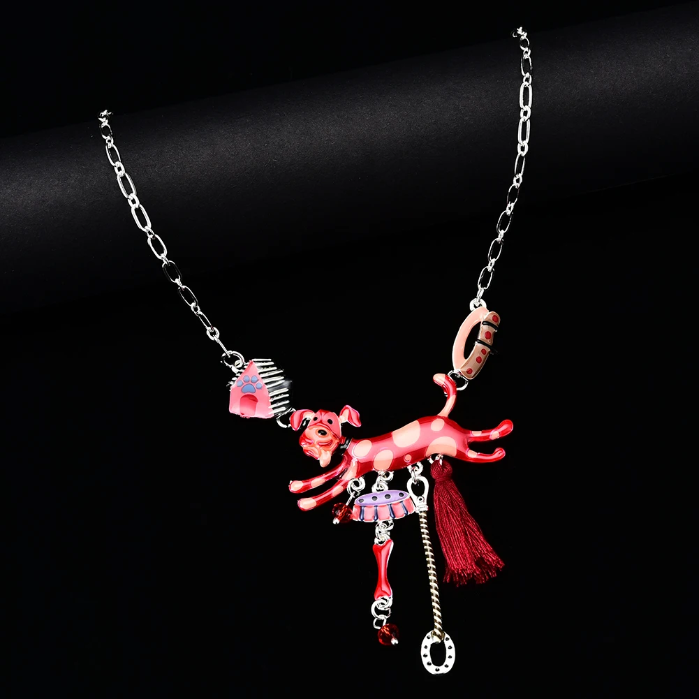 Colorful Enamel Spotted Dog Necklace Women New Fashion Choker Chain Necklaces Pendants for Gift Women's Clothing &amp Accessories |