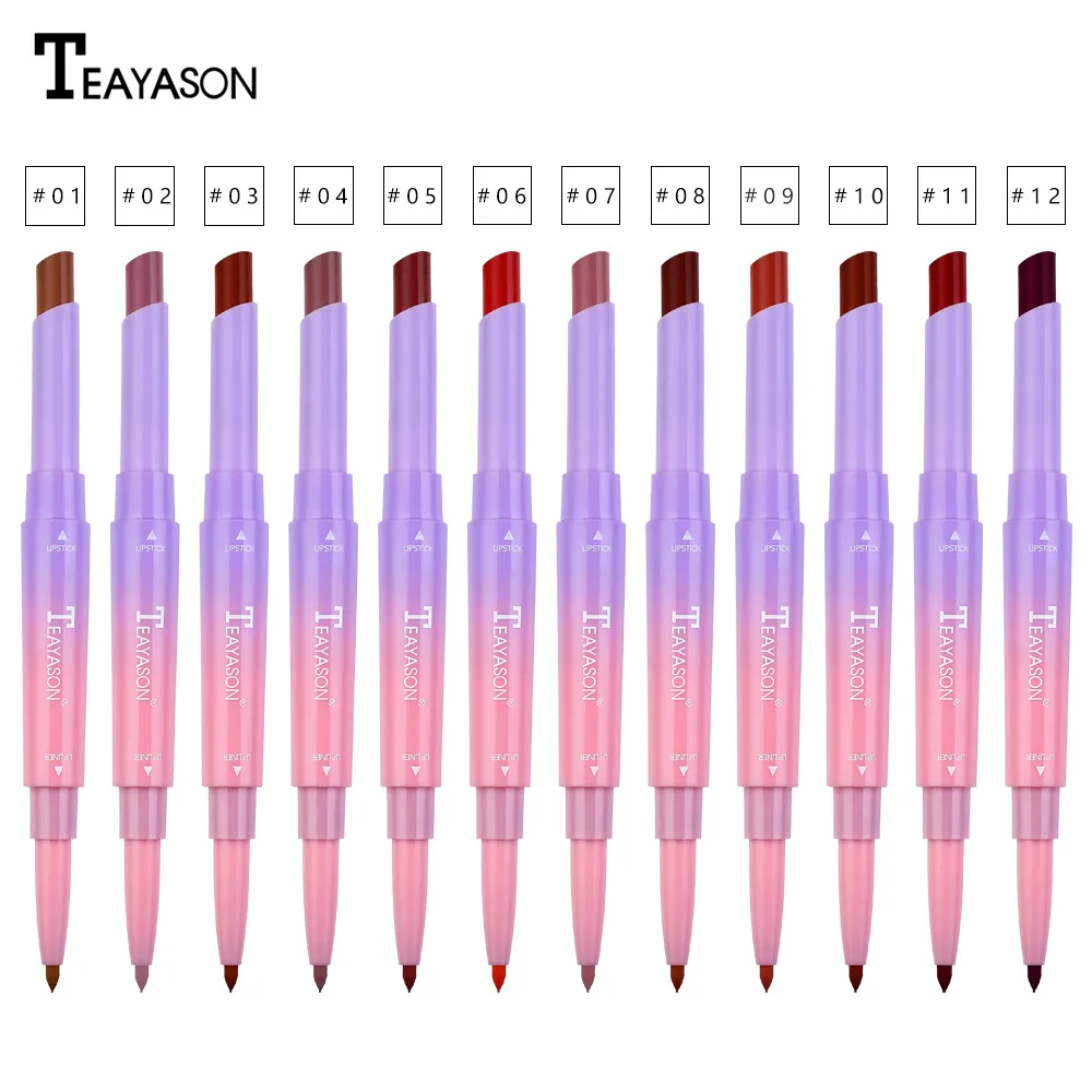 Двухсторонняя Помада карандаш 2 в 1 увлажняющая бархатная матовая подводка для